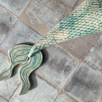 Large Mermaid Tail Wall Vase in Teal by Sky Mage