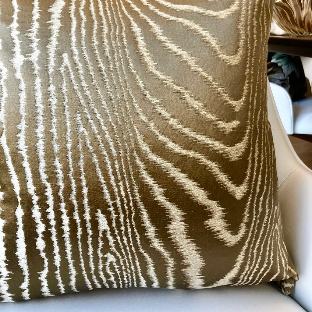 Bronze Faux Bois Throw Pillow by Schumacher