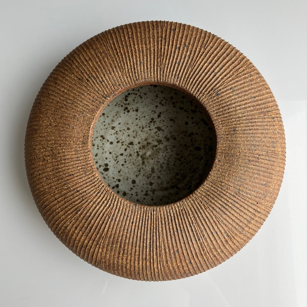 Sandstone Ribbed Ikebana Vase by Sombra