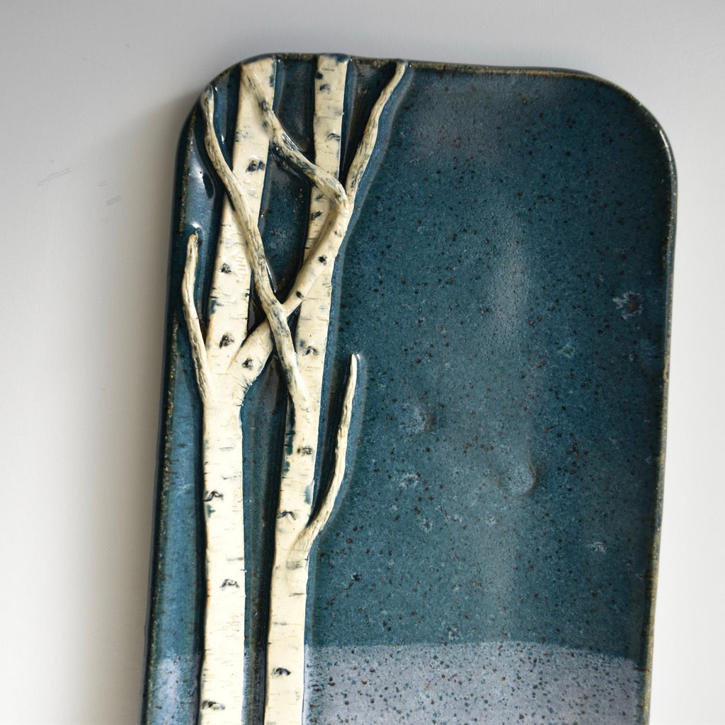 Extra Small Two Tone Blue Birch Dish by Jan Toscano