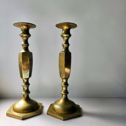 Found Retro Inspired Brass Candlestick Pair