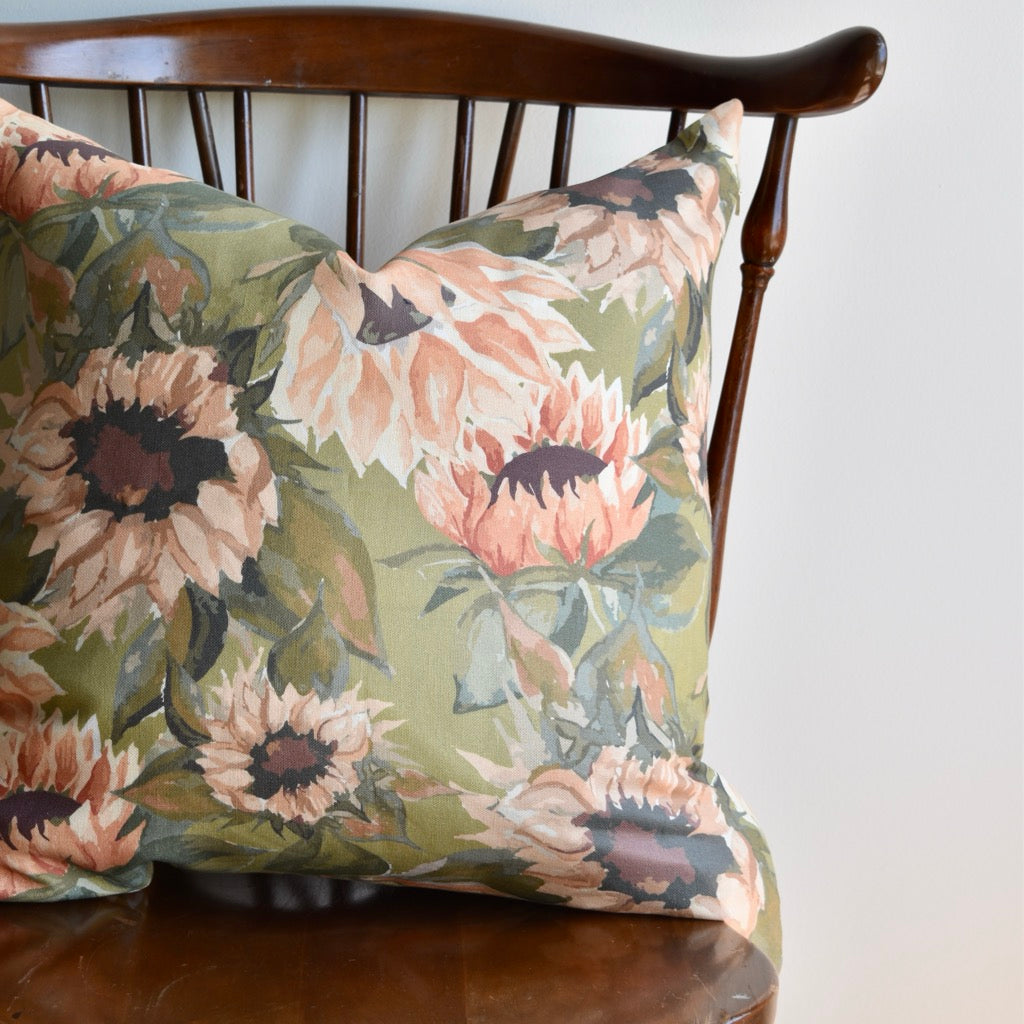 Decorative 100% Linen Pillow in Sunflowers by Glass Muriel