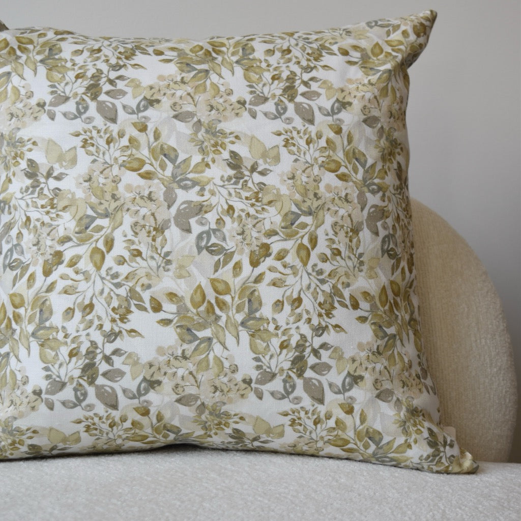 Decorative 100% Linen Pillow in Butterfly Branches White by Glass Muriel