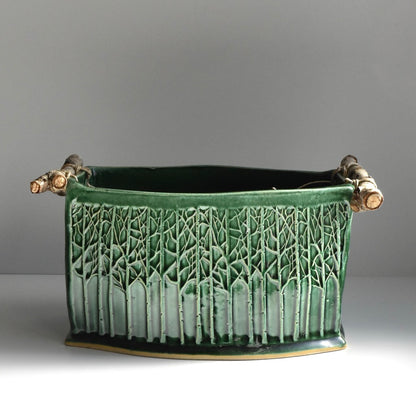 Green Rectangular Tree Basket by Jan Toscano