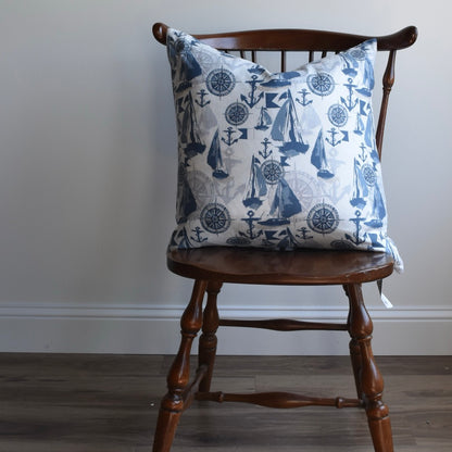 Decorative 100% Linen Pillow in Nautical White by Glass Muriel