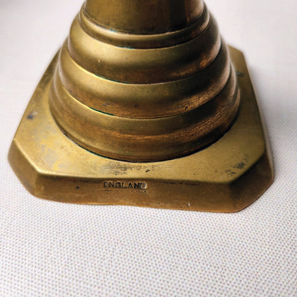 Found Antique Victorian Brass Candlestick Pair