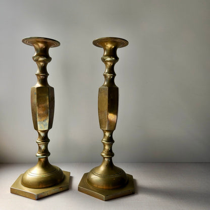 Found Retro Inspired Brass Candlestick Pair