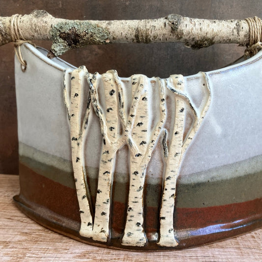 Handmade Basket With Birch Pattern by Jan Toscano