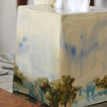 Tissue Box with Lake View by Rene Stratton