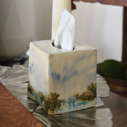 Tissue Box with Lake View by Rene Stratton
