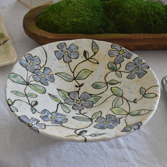 Hand Painted Footed Floral Bowl by Rene Stratton