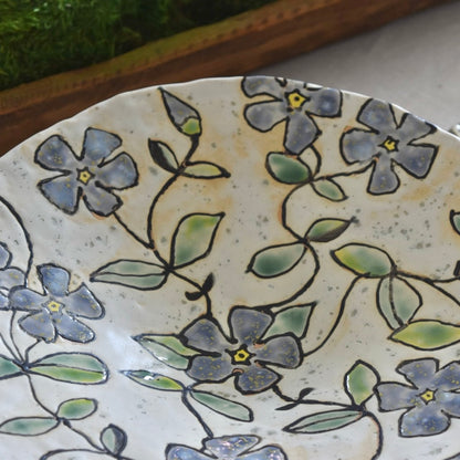 Hand Painted Footed Floral Bowl by Rene Stratton