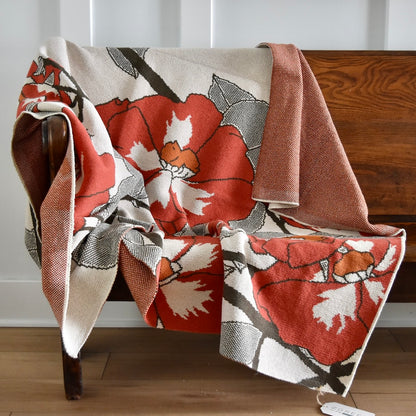 Prairie Rose throw blanket in red by Hannah Borger Overbeck for In 2 Green
