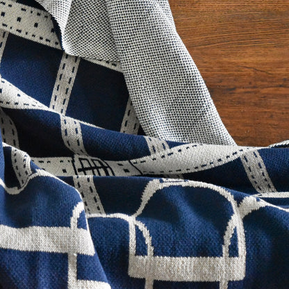 Equestrian Stirrup throw blanket in Navy by In 2 Green