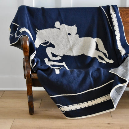 Equestrian Jumper throw blanket in Blue by In 2 Green