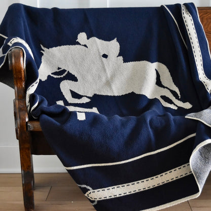 Equestrian Jumper throw blanket in Blue by In 2 Green