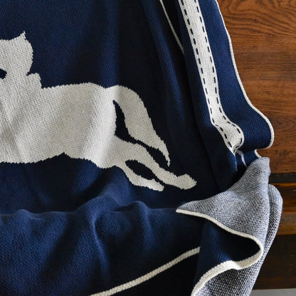 Equestrian Jumper throw blanket in Blue by In 2 Green