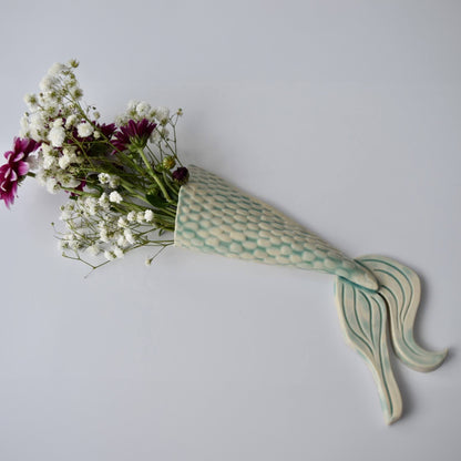 Mermaid Tale Wall Vase in Seafoam by Sky Mage