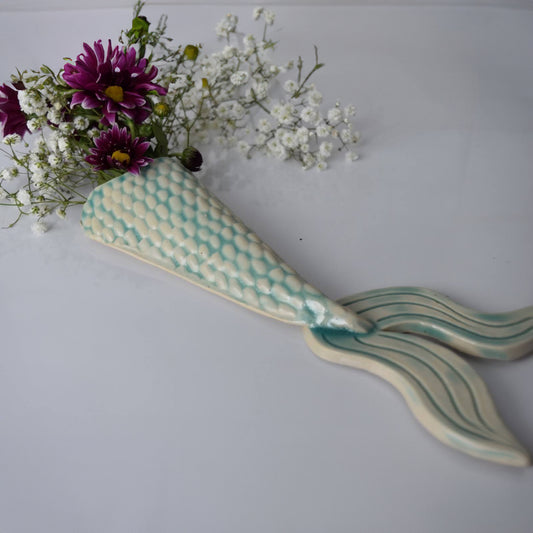Mermaid Tale Wall Vase in Teal by Sky Mage