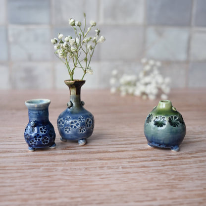 Miniature Bud Vase Trio in Blueberry by Sky Mage