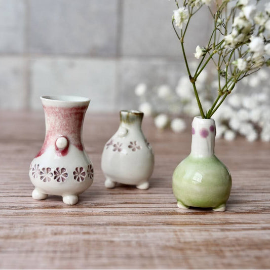 Miniature Bud Vase Trio in Pear by Sky Mage