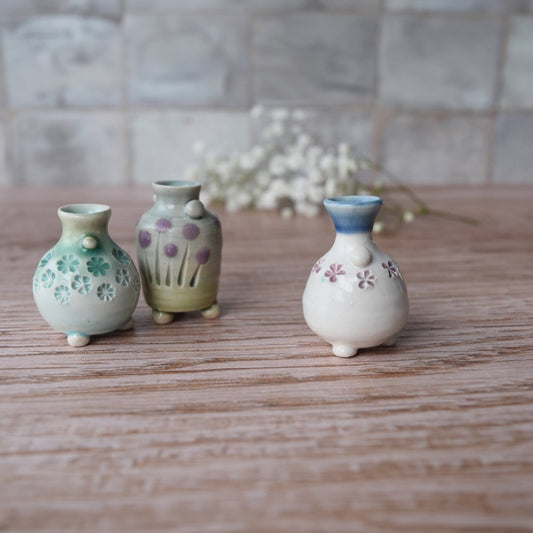 Miniature Bud Vase Trio in Raspberry by Sky Mage