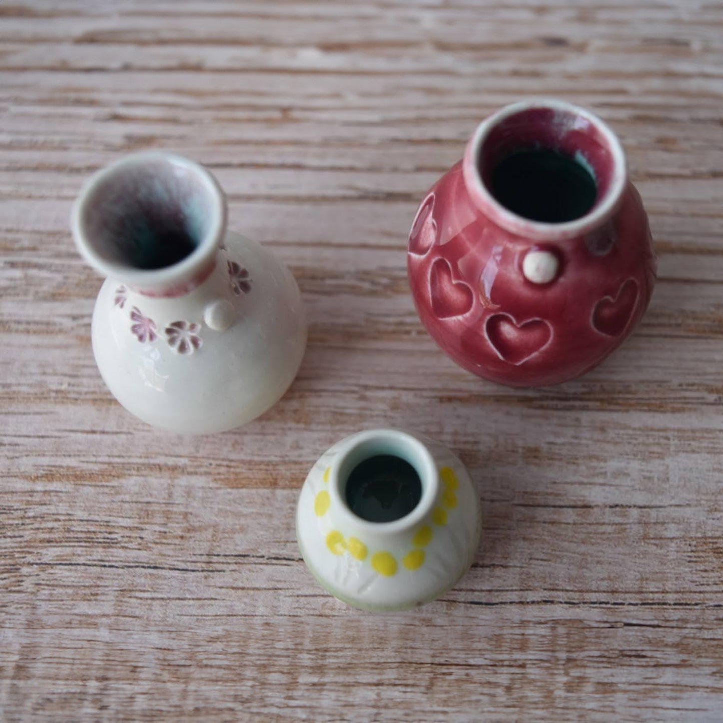 Miniature Bud Vase Trio in Strawberry by Sky Mage