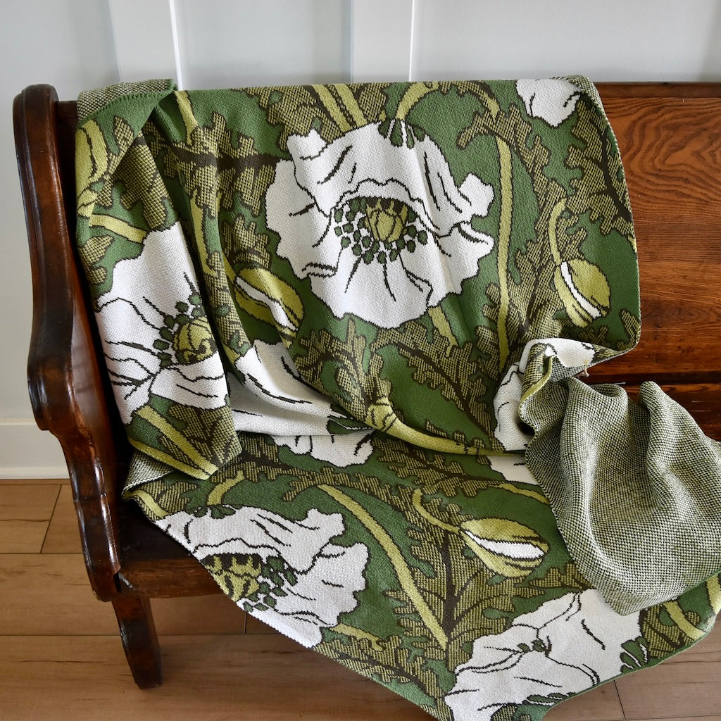 Pavot Art Nouveau Throw Blanket in Green by Maurice Pollard for In 2 Green