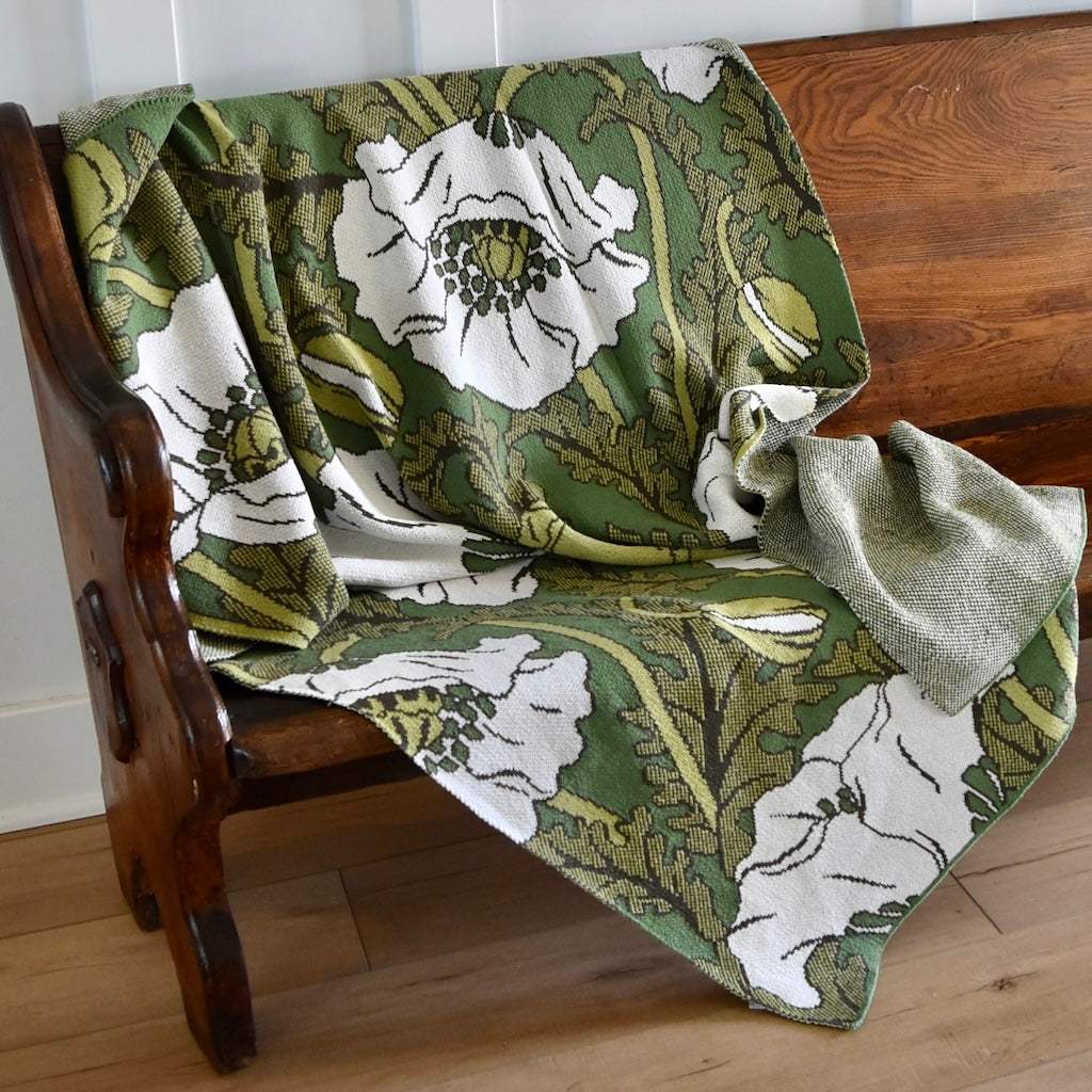 Pavot Art Nouveau Throw Blanket in Green by Maurice Pollard for In 2 Green