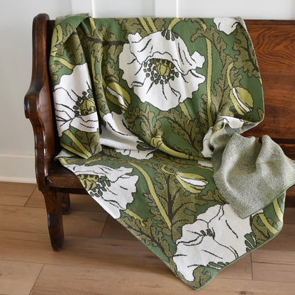 Pavot Art Nouveau Throw Blanket in Green by Maurice Pollard for In 2 Green