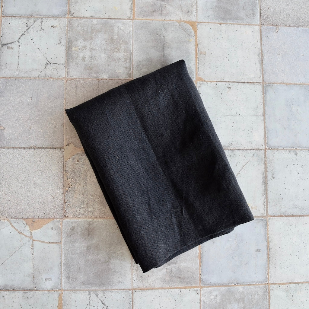 Heavyweight Linen Napkin in Black by Rough Linen (Set of 4)
