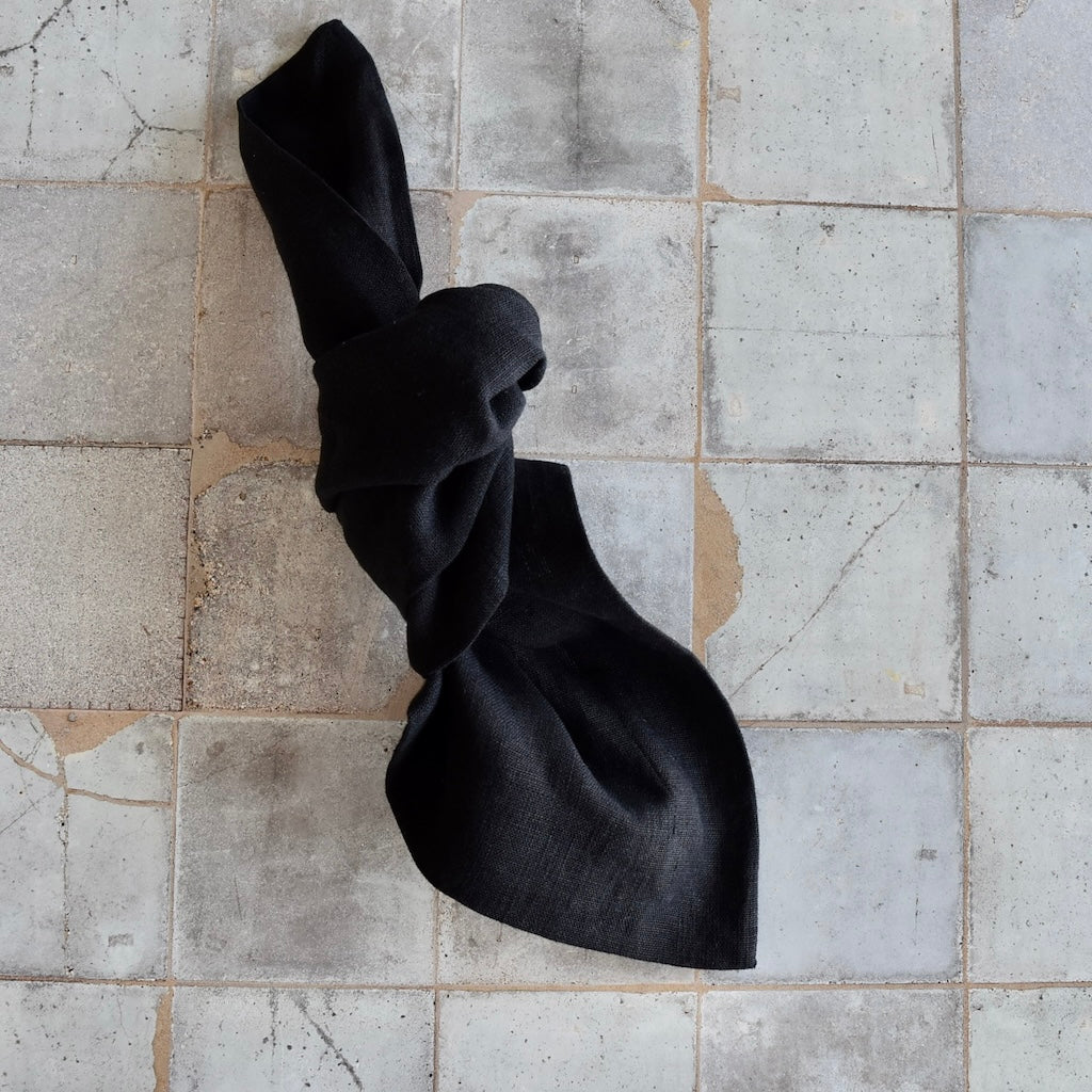 Heavyweight Linen Napkin in Black by Rough Linen (Set of 4)