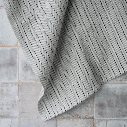 Tea Towel / Hand Towel in Grey and White Chevron with black stripes by Kristina Nichols