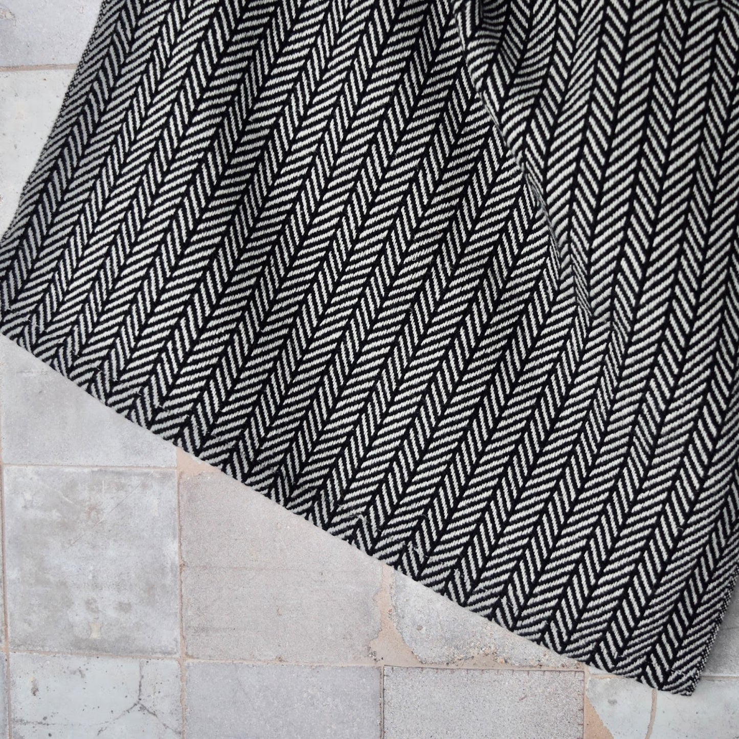 Tea Towel / Hand Towel in Black And Grey Chevron by Kristina Nichols