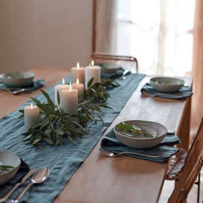 Eucalyptus 8 Foot Table Runner in European Linen by Rough Linen