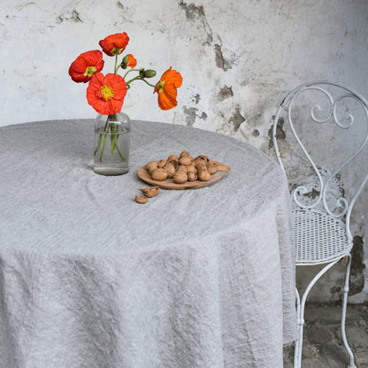 Fog Round Tablecloth in European Linen by Rough Linen