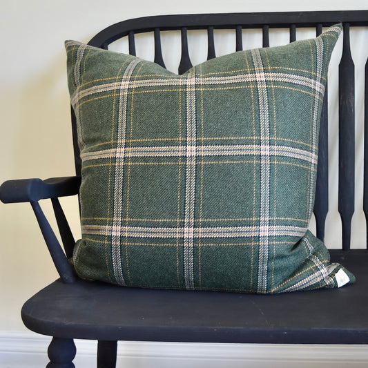 Decorator Pillow in Green Merino Wool Plaid by Shannan Bower Home