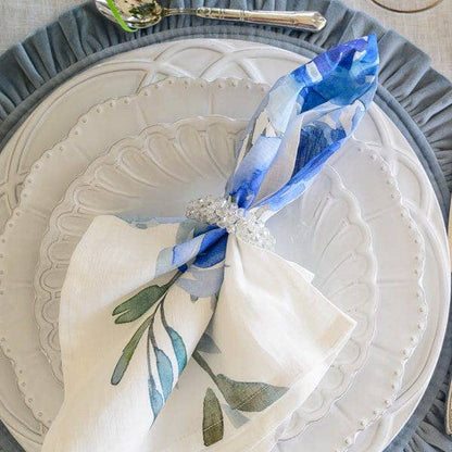 Blue Floral Watercolor Large Napkin by Arte Italica & Crown Linen Designs