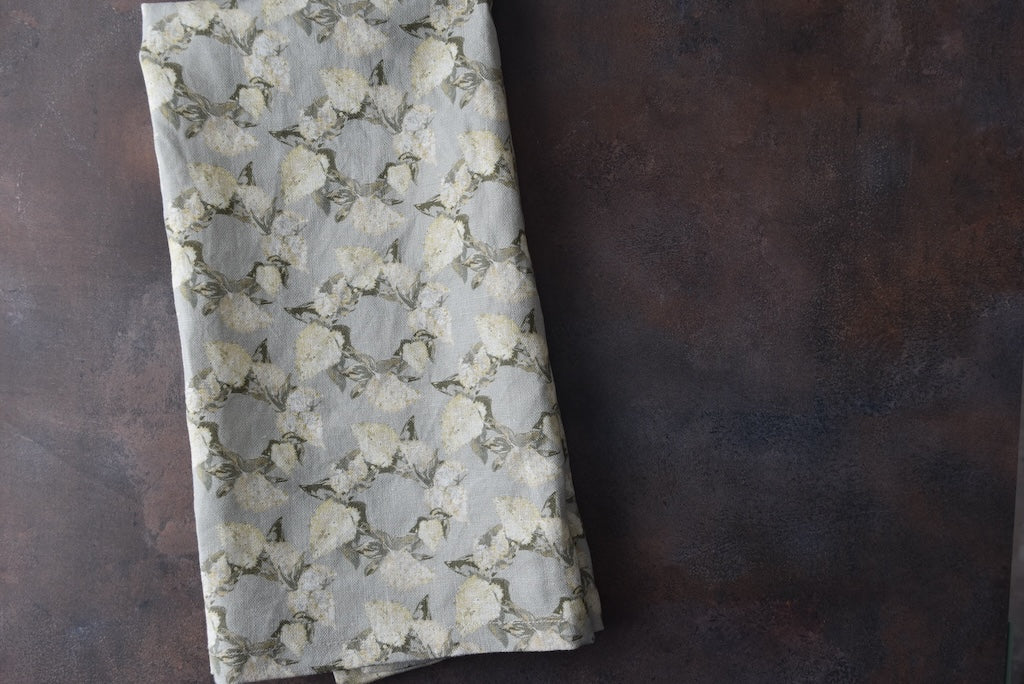 Linen Towel For Kitchen or Bath in Lilac Wreaths by Glass Muriel