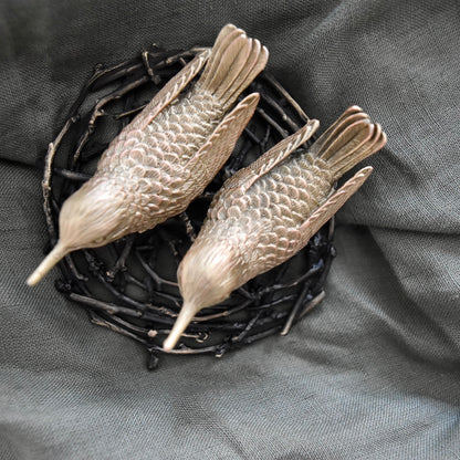Hummingbird Salt and Pepper Shakers in Pewter by Michael Michaud