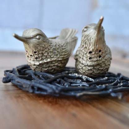 Hummingbird Salt and Pepper Shakers in Pewter by Michael Michaud